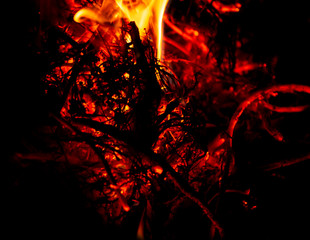 flame of fire on a black background