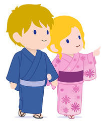 可愛い旅人たち　浴衣で散歩中に発見　タイプA