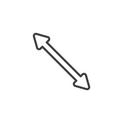 Resize arrow line icon. Two way direction linear style sign for mobile concept and web design. Diagonal arrow outline vector icon. Symbol, logo illustration. Vector graphics
