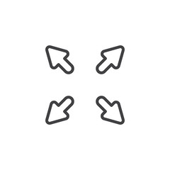 Maximize arrows line icon. linear style sign for mobile concept and web design. Resize, enlarge arrows outline vector icon. Symbol, logo illustration. Vector graphics