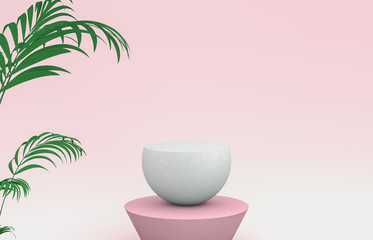 3d rendering. Natural beauty backdrop for cosmetic product display. fashion beauty with empty cement stone background.