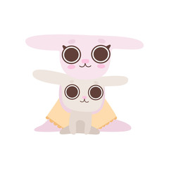 Happy Family of Bunnies, Mother Rabbit and Her Baby, Cute Cartoon Hares Characters Vector Illustration