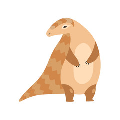 Cute Pangolin Standing on Two Legs, Rare Species of Animals Cartoon Vector Illustration