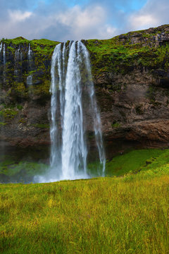 Seljalandsfoss waterfall in July