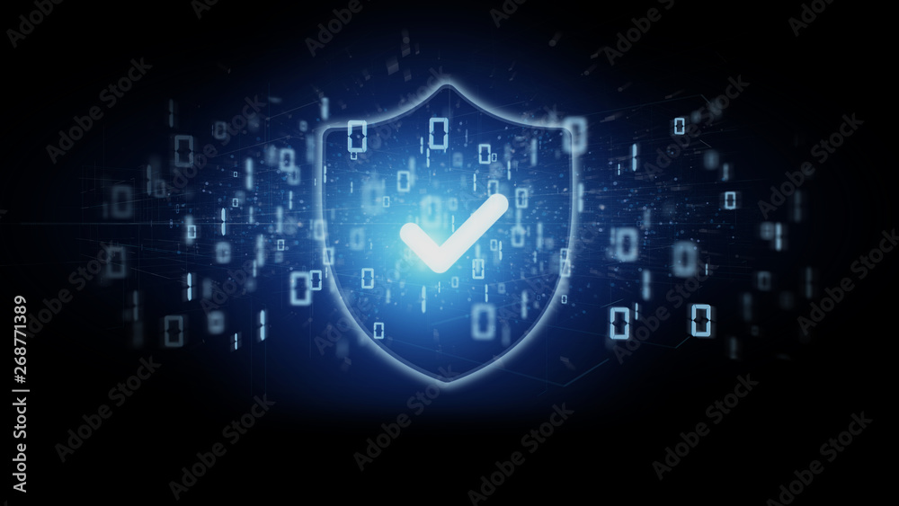 Poster shield web security concept on a background 3d rendering