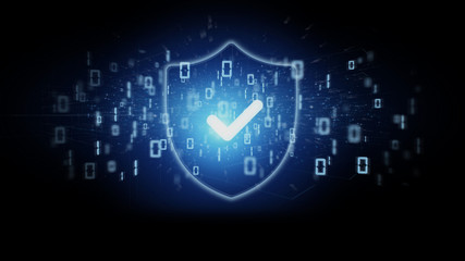 Shield web security concept on a background 3d rendering