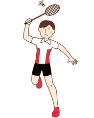 バトミントンをする男性選手