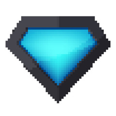 Fototapeta premium Diamond icon in Pixel art design. Vector illustration.