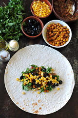 Cooking vegan shawarma. Vegan burrito.