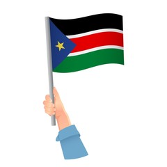 South Sudan flag in hand icon