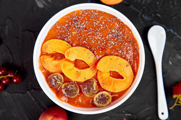 Smoothie bowls. Healthy breakfast bowl Vegan food.