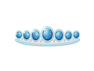 Silver tiara with large sapphires. Vector illustration. © Happypictures