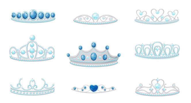 Set crowns image. Vector illustration on white background.
