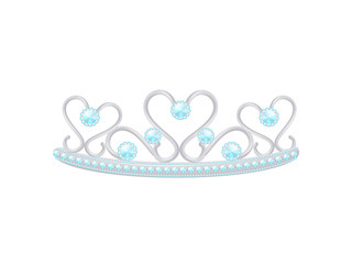 Silver tiara with a pattern of hearts. Vector illustration. © Happypictures