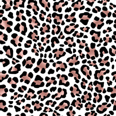 Leopard skin. Rose gold. Elegant texture with foil effect. Animal print. Vector background