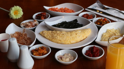 Breakfast Set Up On Restaurant