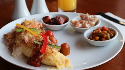 Breakfast Set Up On Restaurant