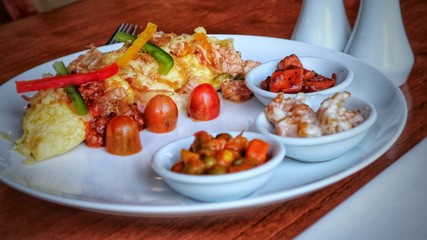 Breakfast Set Up On Restaurant