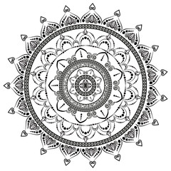 Circular pattern in form of mandala for henna. Mehndi.