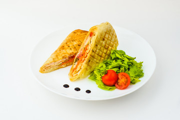 donner with salad in plate isolated