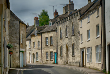 Fototapeta na wymiar Narrow streets of the Cotswold village of Minchinhampton, Gloucestershire, UK
