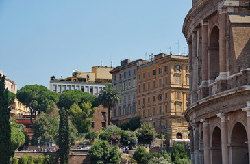 Naklejka premium part of the Colosseum, Rome, Italy, summer