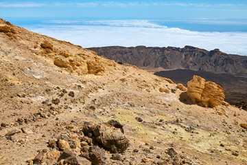 Top of the Mount Teide Volcanic scenery, Teide National Park, Tenerife, Spain.