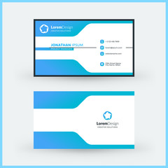 Obraz premium Double-sided horizontal modern business card template. Vector mockup illustration. Stationery design