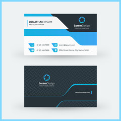 Double-sided horizontal modern business card template. Vector mockup illustration. Stationery design