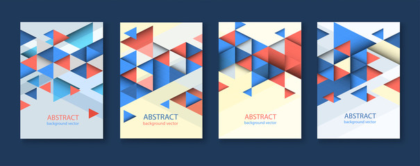 Abstract colorful geometric triangular backgrounds. brochure design templates collection with colorful geometric triangular backgrounds. vector modern flyer.