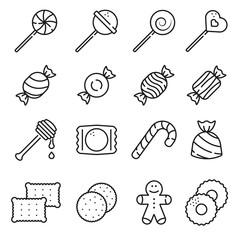 Sweets and candy icon set on white background - 268777316