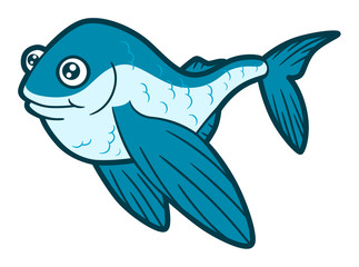 Happy cartoon flying fish