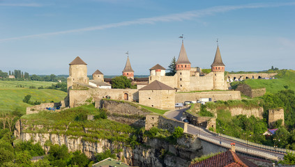 General view of mediaeval fortress in Kamianets-Podilskyi city, Ukraine