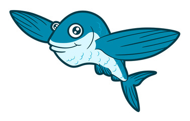 Sweet cartoon flying fish