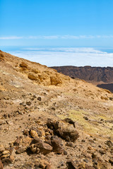 Fototapeta na wymiar Top of the Mount Teide volcanic scenery, Teide National Park, Tenerife, Spain.