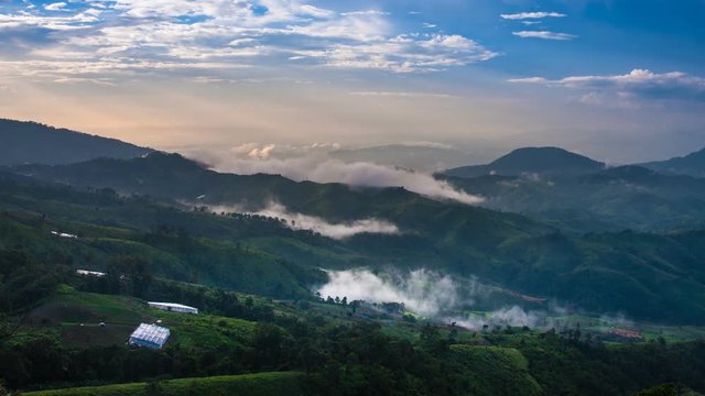 Mountain Landscape view Time-lapse at Khun Sathan National Park at Nan, Thailand, Lockdown.