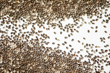 Chia seeds pattern texture on white background.