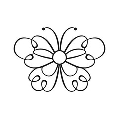 Lace butterfly. Vector design element for decor isolated on white background. Simple illustration for laser cutting.