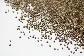 Chia seeds pattern texture on white background.