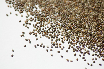 Fototapeta premium Chia seeds pattern texture on white background.