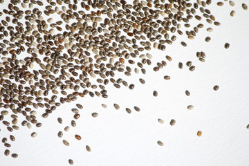 Chia seeds pattern texture on white background.