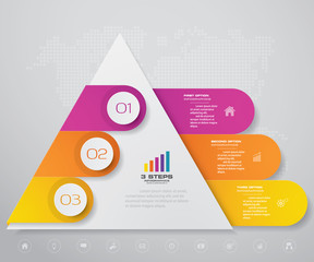 3 steps pyramid with free space for text on each level. infographics, presentations or advertising. EPS10.	