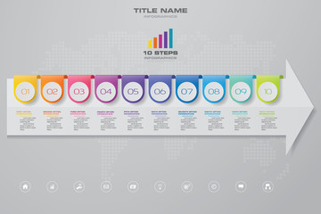 10 steps of arrow infografics template. for your presentation.