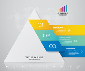 3 steps pyramid with free space for text on each level. infographics, presentations or advertising. EPS10.	
