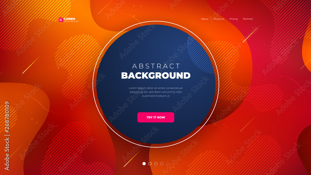 Wall mural liquid color background design for landing page site. fluid gradient dark circle shape composition. 