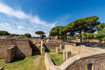 Fototapeta na wymiar Ostia Antica Rome Italy - Ancient Roman buildings