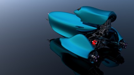 3D illustration of a spaceship, model slider. 3d render.