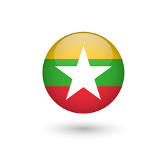 Myanmar flag round glossy