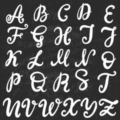 Hand drawn lettering font, alphabet