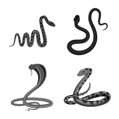 Vector design of harm and bite logo. Set of harm and reptile stock symbol for web.